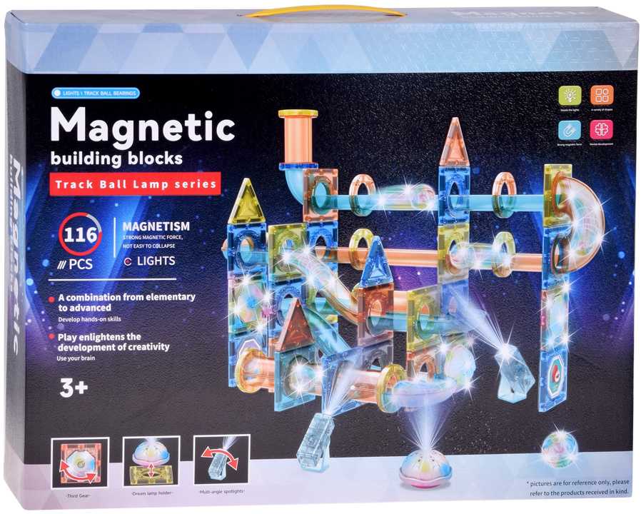 Jokomisiada 3D GLOWING magnetic blocks - Build a ball track KULODROM 116 pieces ZA5894