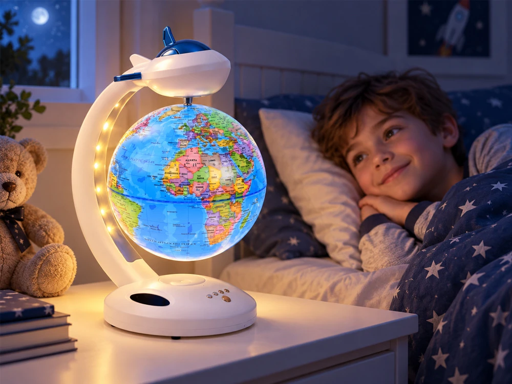 Jokomisiada 4-in-1 levitating globe, 360° rotation - LED lamp, BT speaker, clock ZA6313