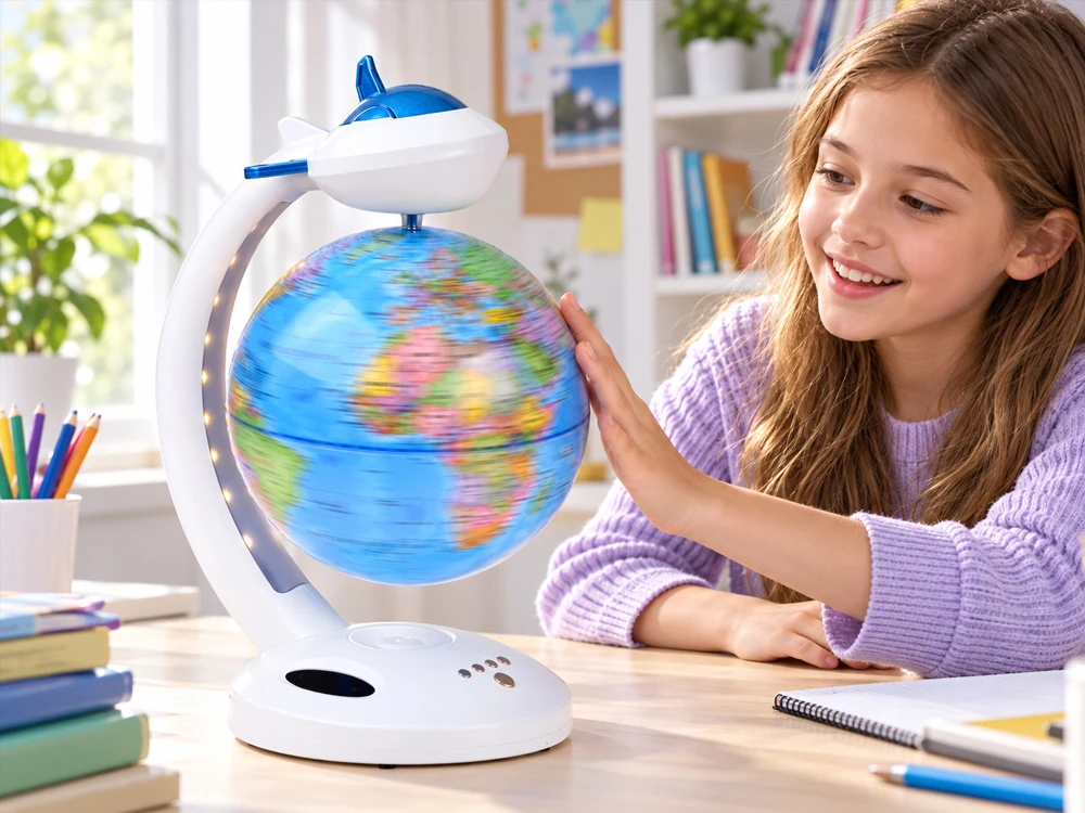 Jokomisiada 4-in-1 levitating globe, 360° rotation - LED lamp, BT speaker, clock ZA6313