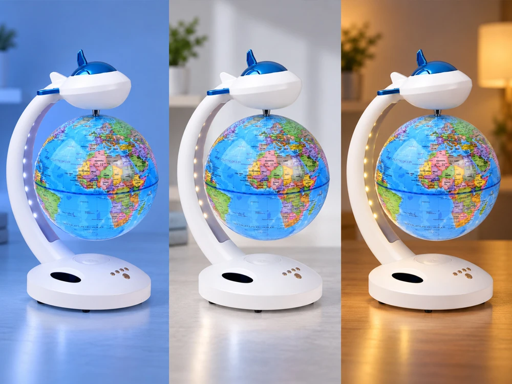 Jokomisiada 4-in-1 levitating globe, 360° rotation - LED lamp, BT speaker, clock ZA6313