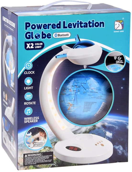 Jokomisiada 4-in-1 levitating globe, 360° rotation - LED lamp, BT speaker, clock ZA6313