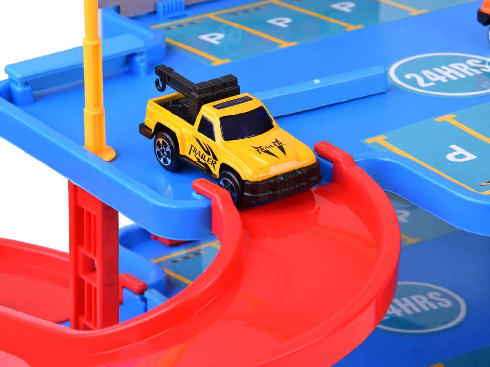 Jokomisiada 4-Level Parking Garage Lift Car Wash Toy Cars Helicopter Ramps ZA6198