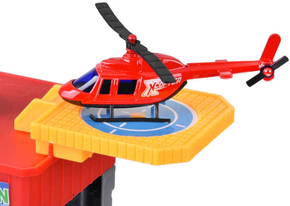 Jokomisiada 4-Level Parking Garage Lift Car Wash Toy Cars Helicopter Ramps ZA6198