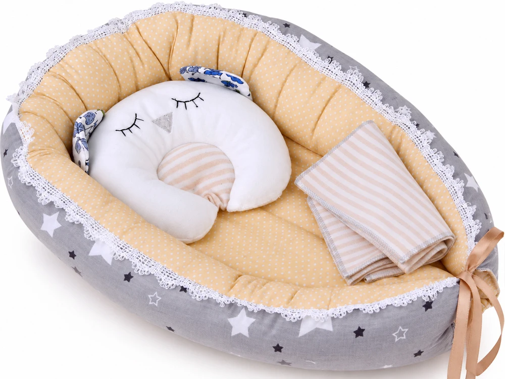 Jokomisiada 40 cm Baby Doll with Nest, Pillow and Blanket – Pretend Play Set