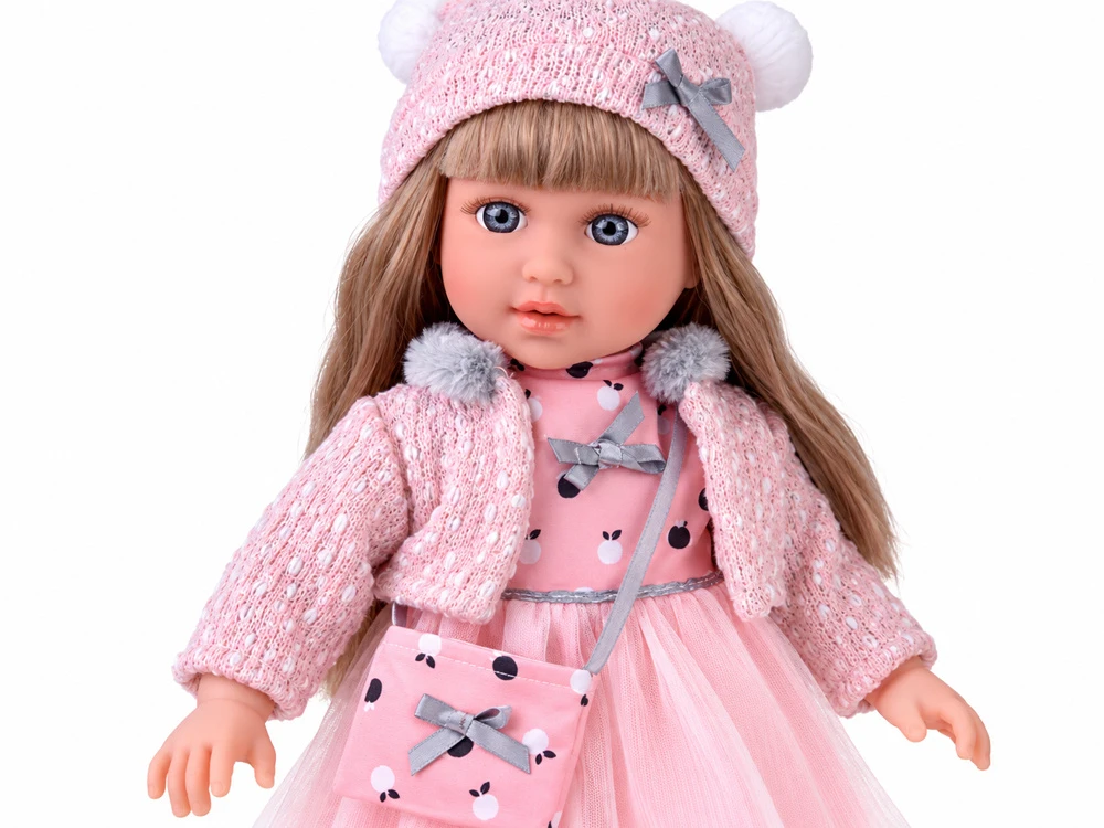 Jokomisiada Adorable 43 cm Doll with Long Hair, Rožinė Dress and Jacket ZA6442
