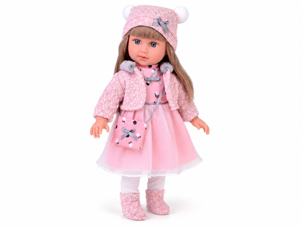 Jokomisiada Adorable 43 cm Doll with Long Hair, Rožinė Dress and Jacket ZA6442