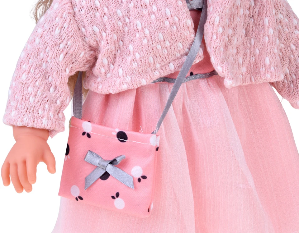Jokomisiada Adorable 43 cm Doll with Long Hair, Rožinė Dress and Jacket ZA6442