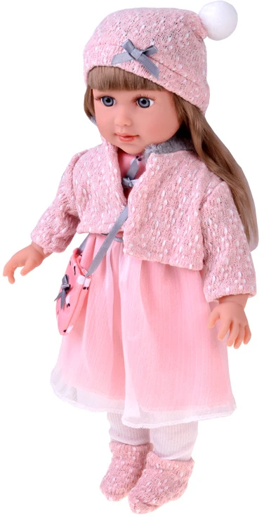 Jokomisiada Adorable 43 cm Doll with Long Hair, Rožinė Dress and Jacket ZA6442