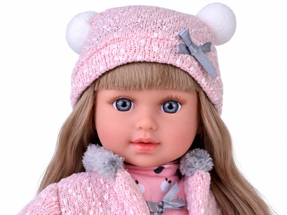 Jokomisiada Adorable 43 cm Doll with Long Hair, Rožinė Dress and Jacket ZA6442