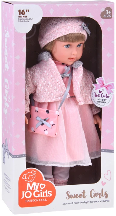 Jokomisiada Adorable 43 cm Doll with Long Hair, Rožinė Dress and Jacket ZA6442