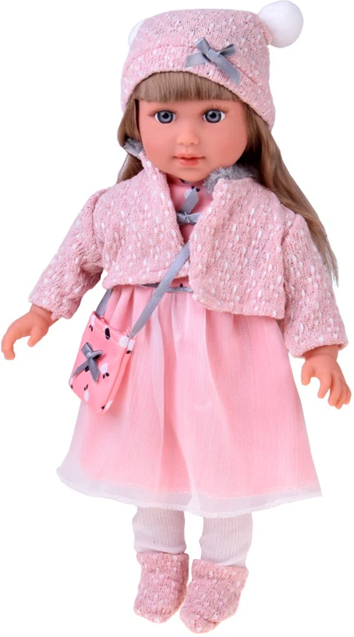 Jokomisiada Adorable 43 cm Doll with Long Hair, Rožinė Dress and Jacket ZA6442