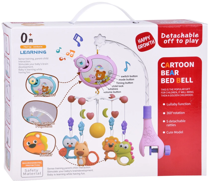 Jokomisiada Animal Cot Mobile with Projektorius, Music Box and Remote Control ZA6272