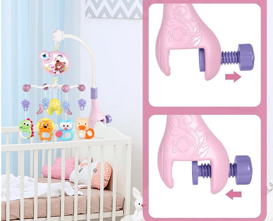 Jokomisiada Animal Cot Mobile with Projektorius, Music Box and Remote Control ZA6272