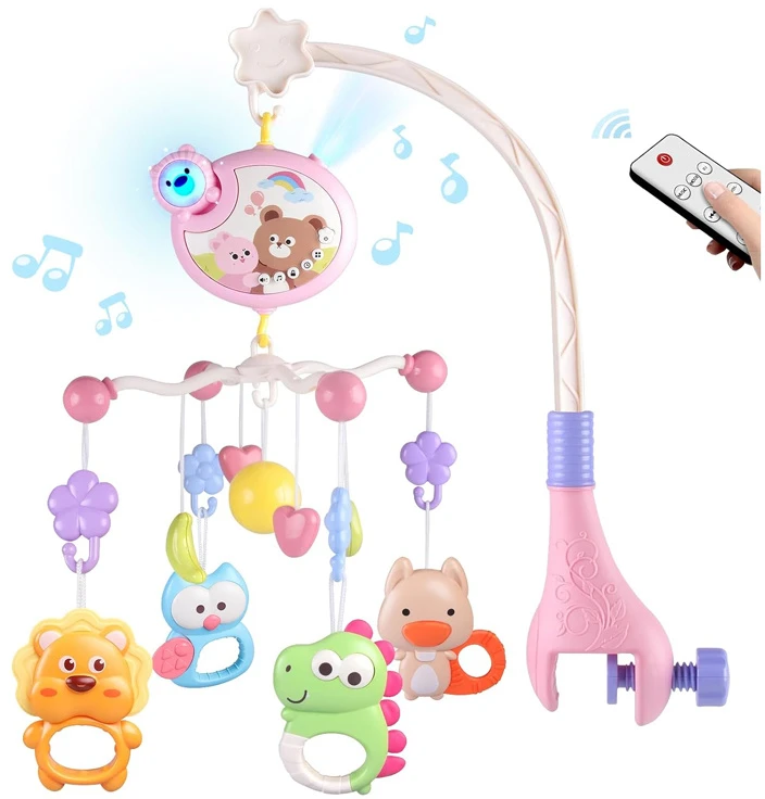 Jokomisiada Animal Cot Mobile with Projektorius, Music Box and Remote Control ZA6272