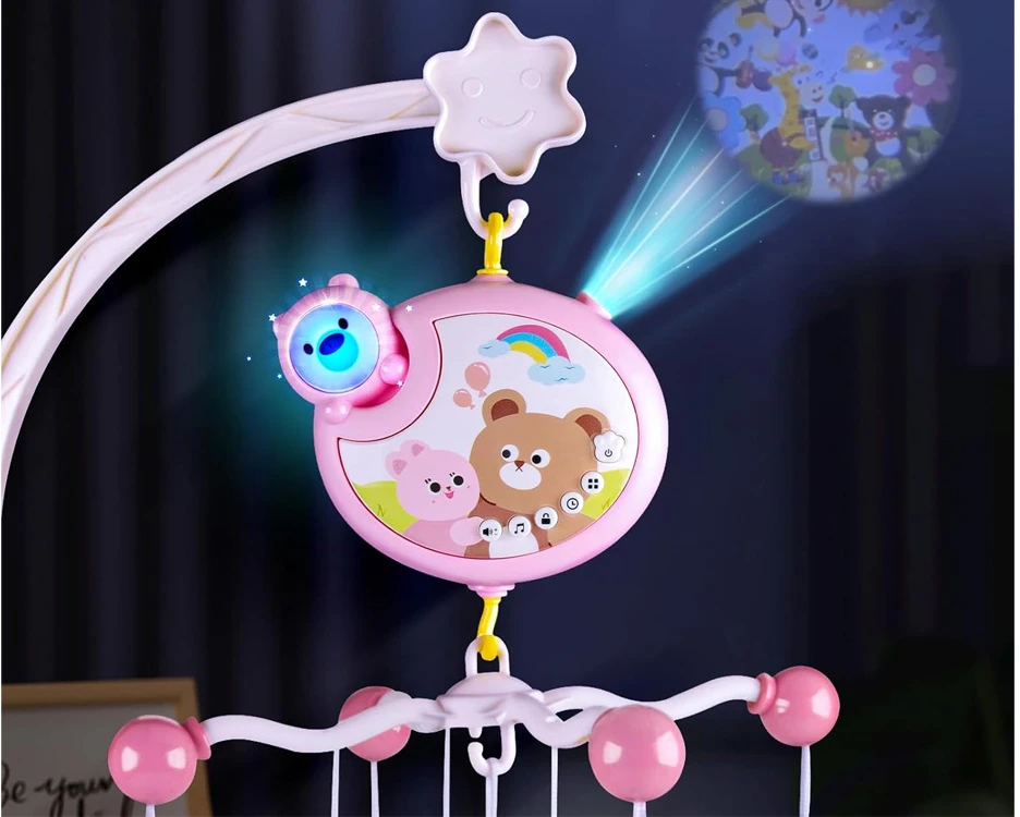 Jokomisiada Animal Cot Mobile with Projektorius, Music Box and Remote Control ZA6272
