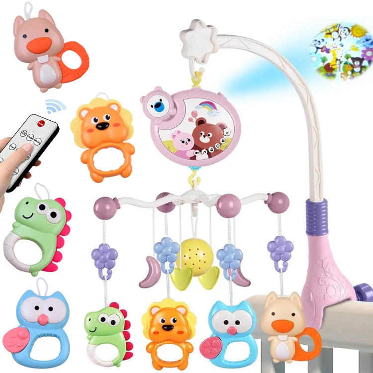 Jokomisiada Animal Cot Mobile with Projektorius, Music Box and Remote Control ZA6272