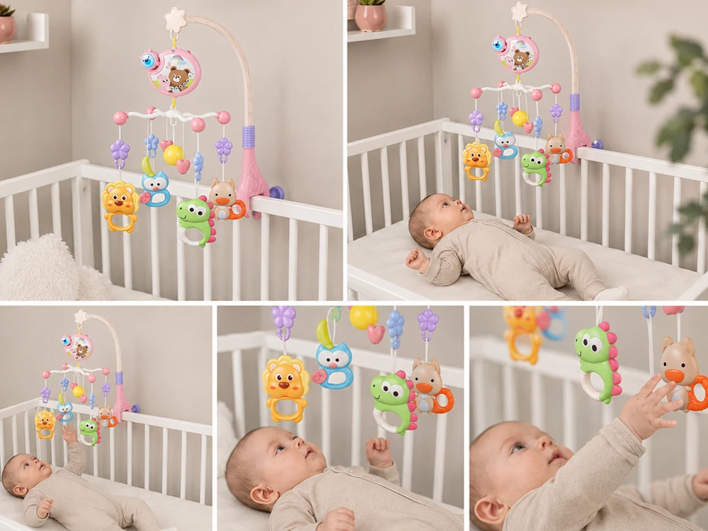 Jokomisiada Animal Cot Mobile with Projektorius, Music Box and Remote Control ZA6272