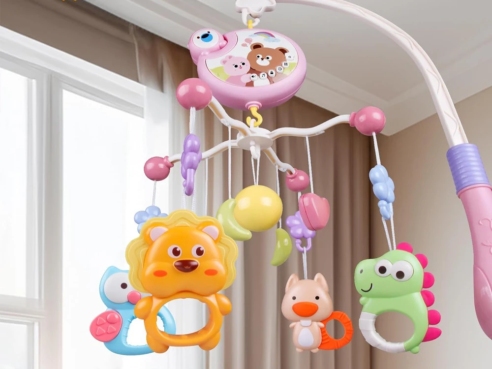 Jokomisiada Animal Cot Mobile with Projektorius, Music Box and Remote Control ZA6272