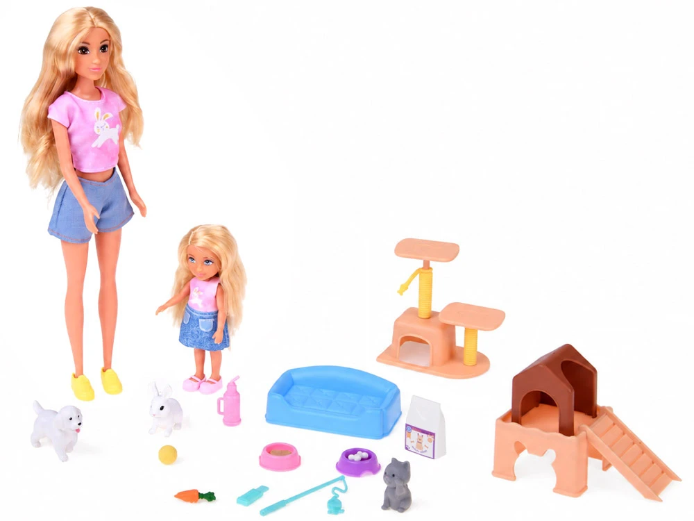 Jokomisiada Anlily Animal Doll Set - Dog, Cat, Rabbit and Accessories ZA6229