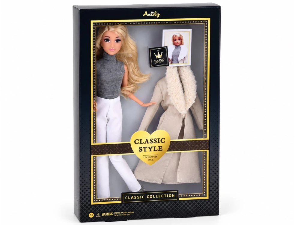 Jokomisiada Anlily Classic Style Doll - Brown Coat and Juodas Dress ZA6233