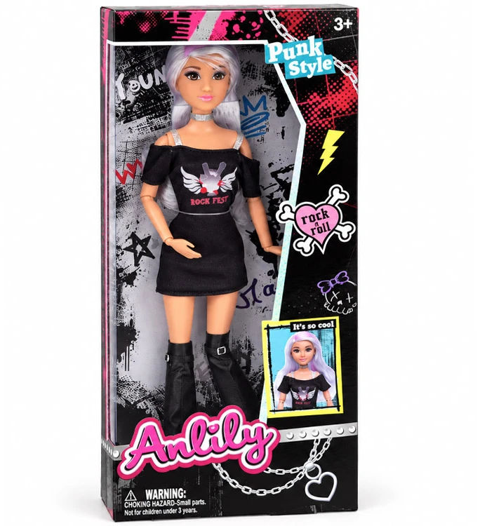 Jokomisiada Anlily Punk Rock Doll - Sidabrinis Hair and Strong Styling ZA6231