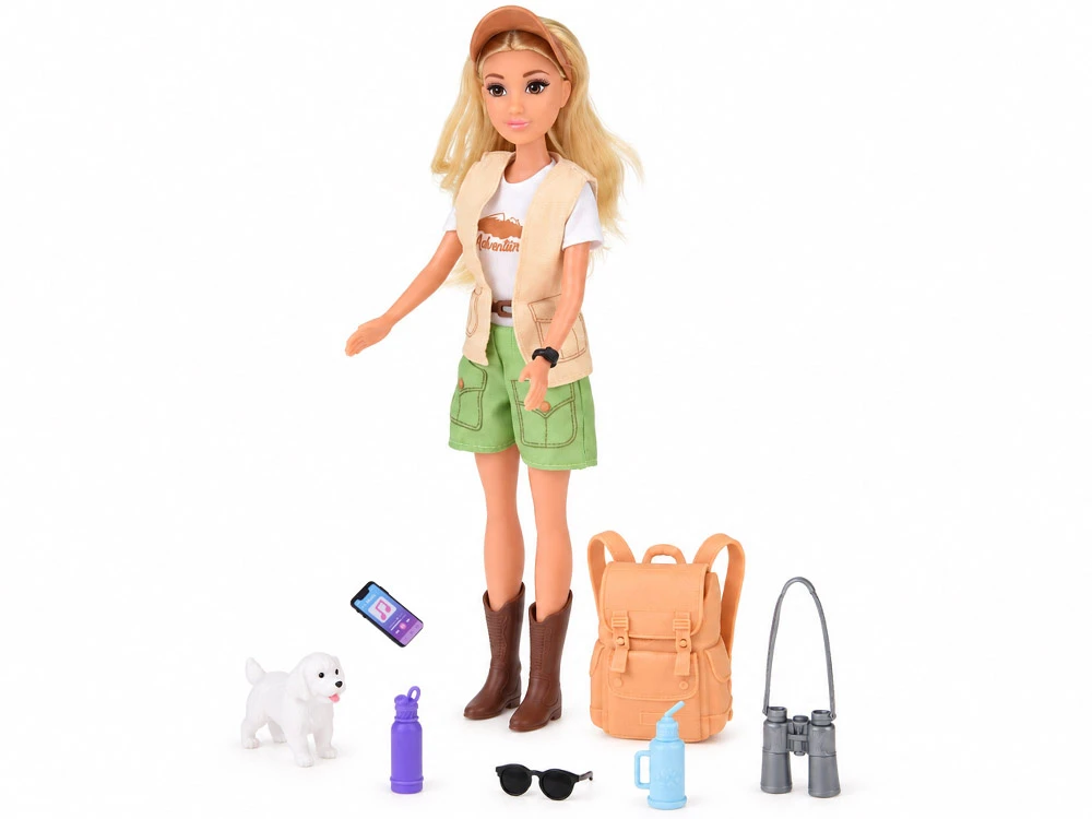 Jokomisiada Anlily Traveler Doll with a Dog + Backpack with Tourist Accessories ZA6230