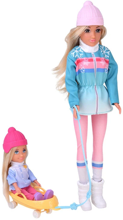 Jokomisiada Anlily Winter Style Doll - Small and Large in Jackets with Sleds ZA6632