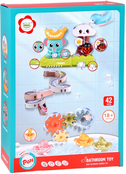 Jokomisiada Baby Bath Vanduo Track Elephant Seal Slide Bath Toy ZA6345