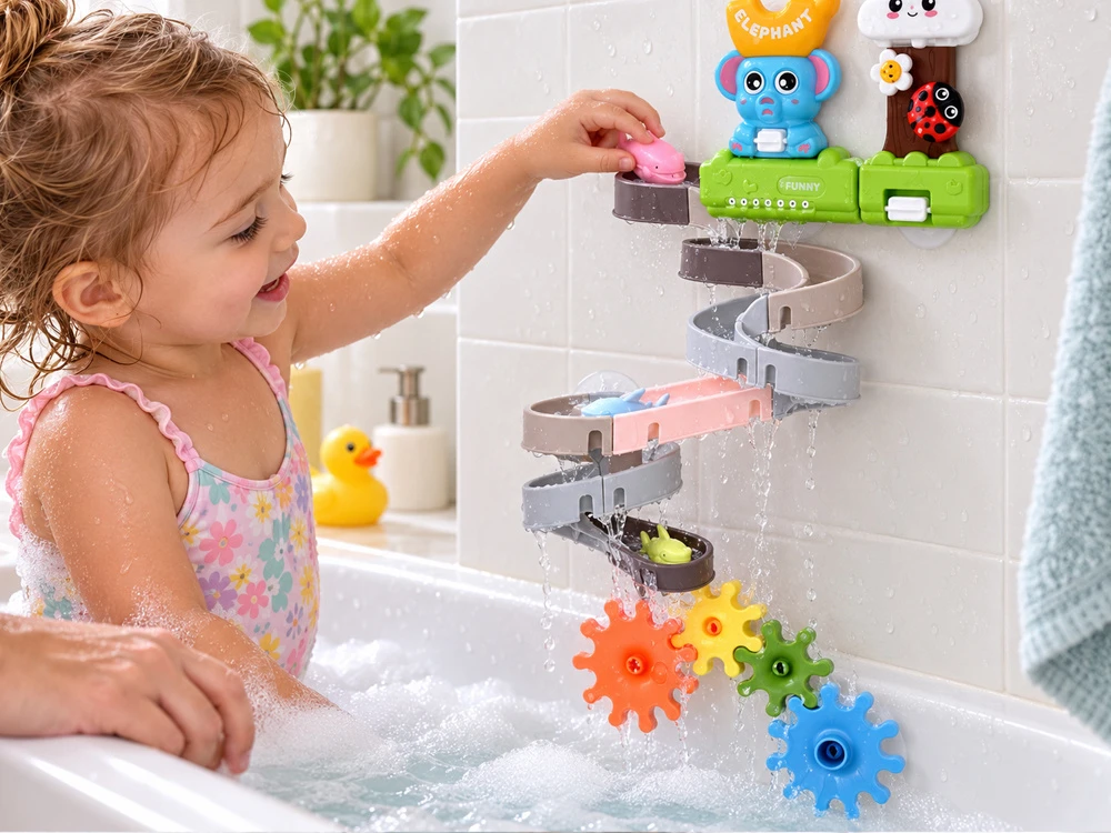 Jokomisiada Baby Bath Vanduo Track Elephant Seal Slide Bath Toy ZA6345