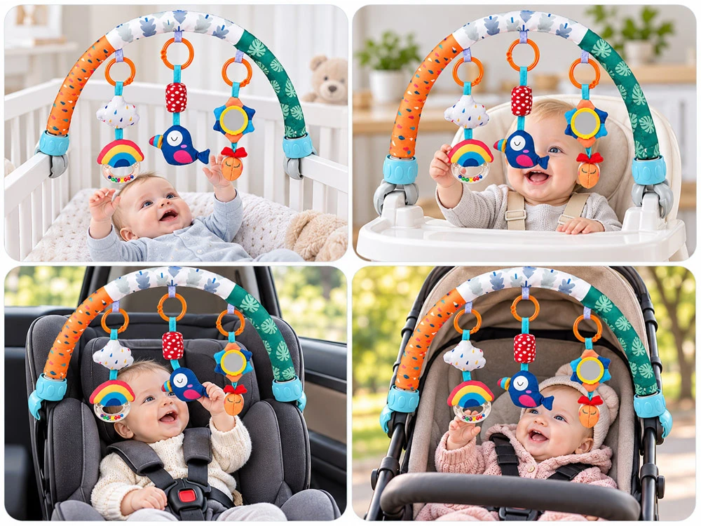 Jokomisiada Baby Toy Arch with Rattles for Strollers, Car Seats and Bouncers ZA6298