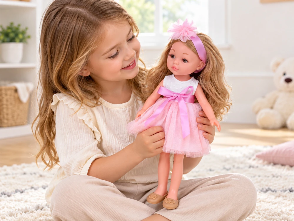 Jokomisiada BALLERINA doll 35cm with blonde hair in a pink tulle dress ZA6440