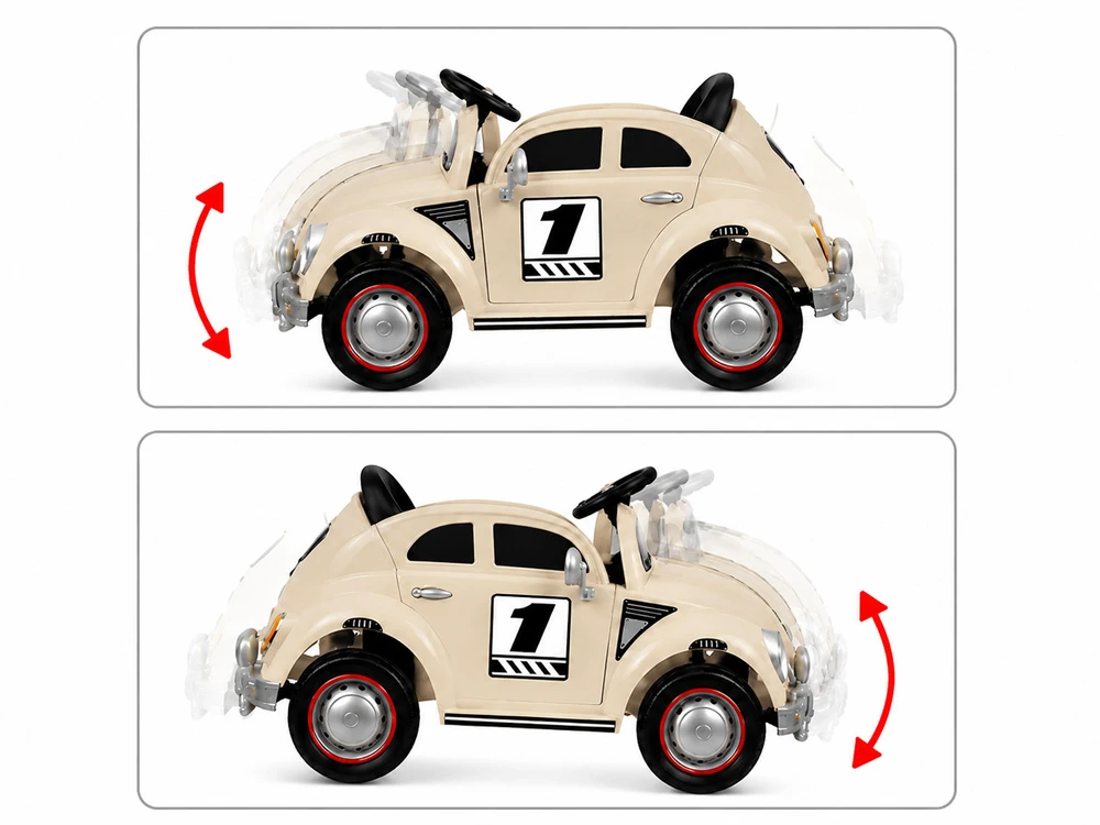 Jokomisiada Baterija-powered car for children, beige retro, rocking effect, PA0349