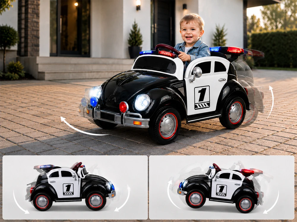 Jokomisiada Baterija-powered car for children, police car, Beetle, POLICE, rocking PA0350