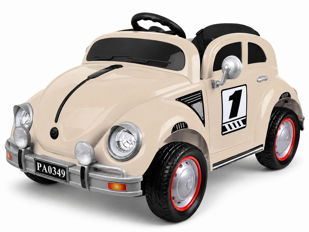Jokomisiada Baterija-powered car for children, beige retro, rocking effect, PA0349