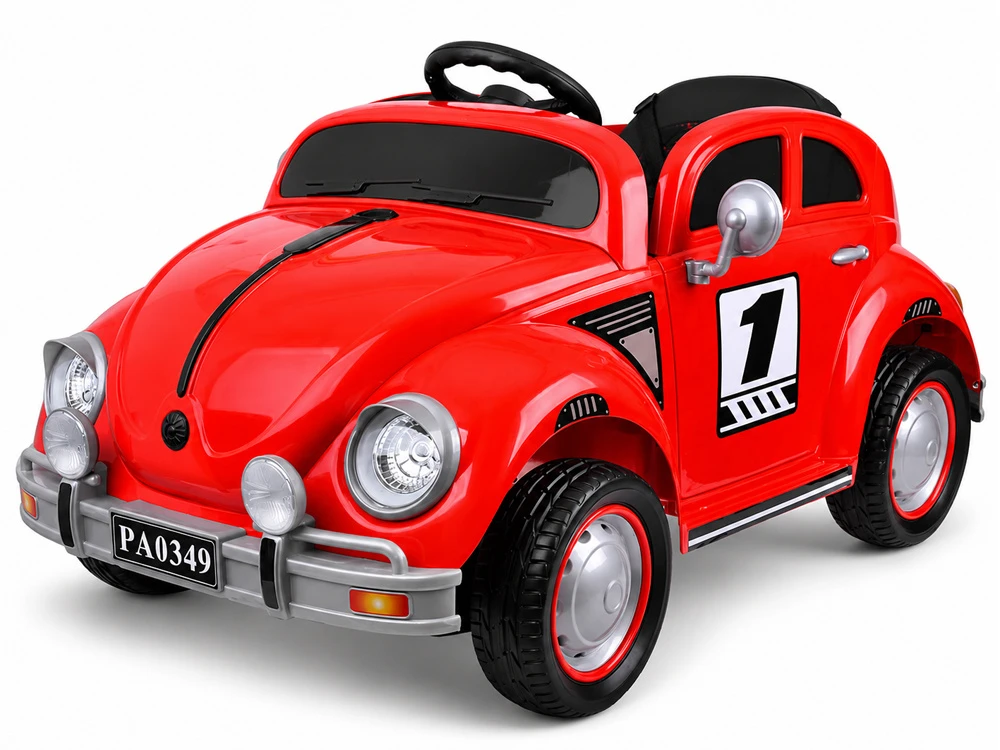 Jokomisiada Baterija-powered car for children, red retro, rocking effect, PA0349