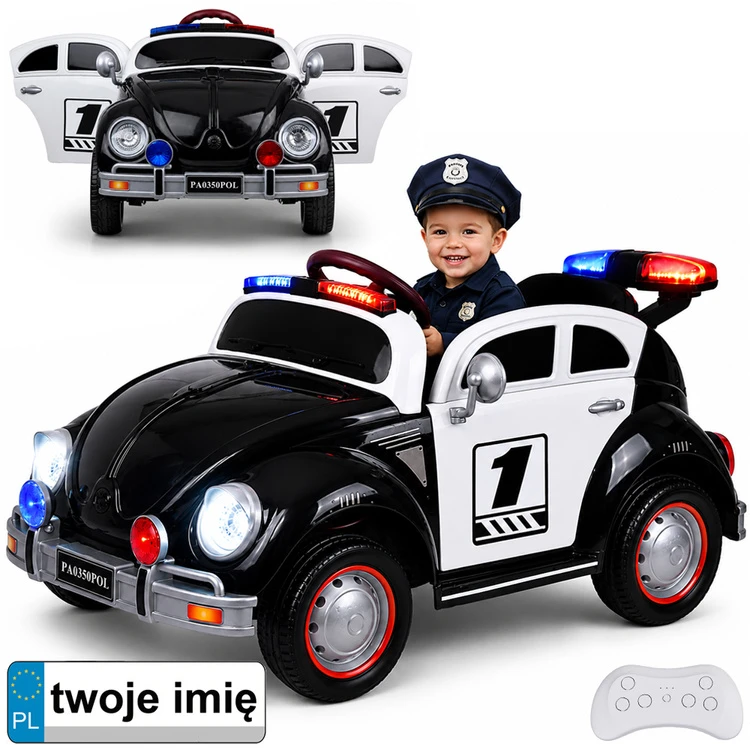 Jokomisiada Baterija-powered car for children, police car, Beetle, POLICE, rocking PA0350
