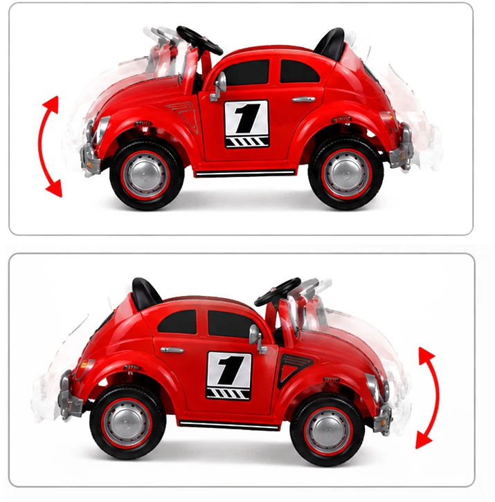 Jokomisiada Baterija-powered car for children, red retro, rocking effect, PA0349