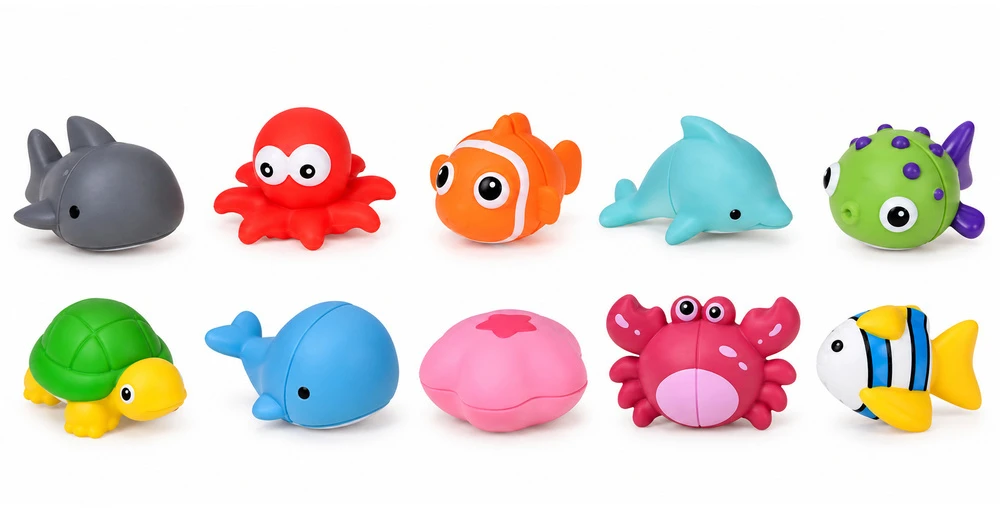 Jokomisiada Bath toys Sea animals foldable in half 10 pcs ZA6564