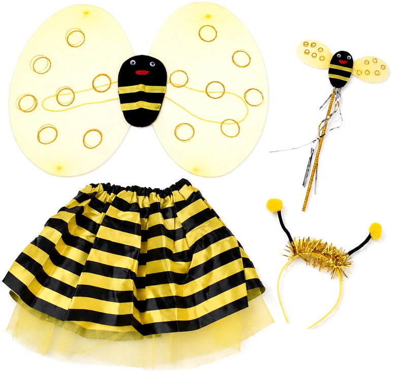 Jokomisiada Bee Costume for Girls – Wings, Skirt, Headband, Wand ZA6602