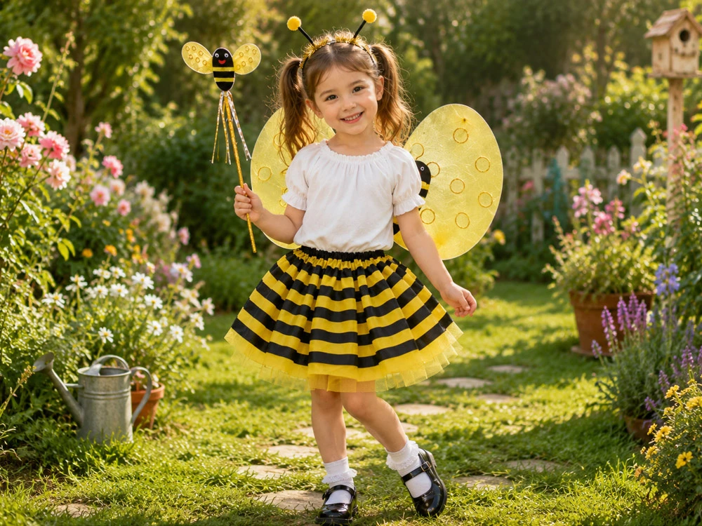 Jokomisiada Bee Costume for Girls – Wings, Skirt, Headband, Wand ZA6602