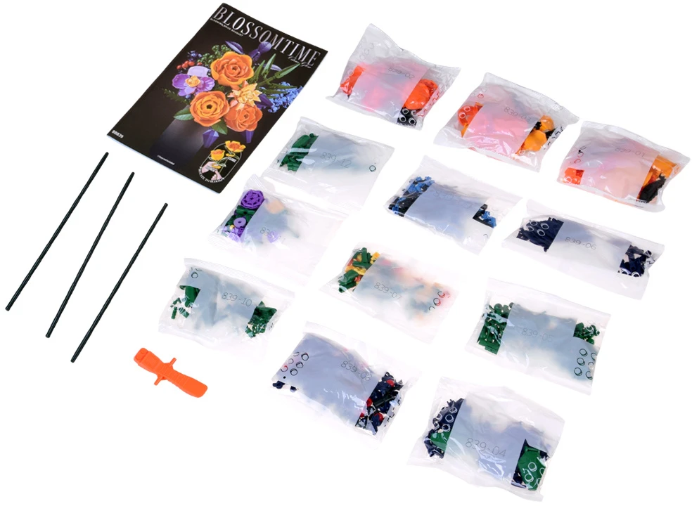 Jokomisiada BLOOMING FLOWERS blocks, moving bouquet - bud blooming effect, 986 pieces ZA6287