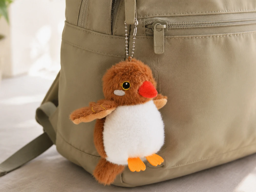 Jokomisiada Brown Kazik Plush Bird with Squeaker and Pendant, 13 cm ZA6426