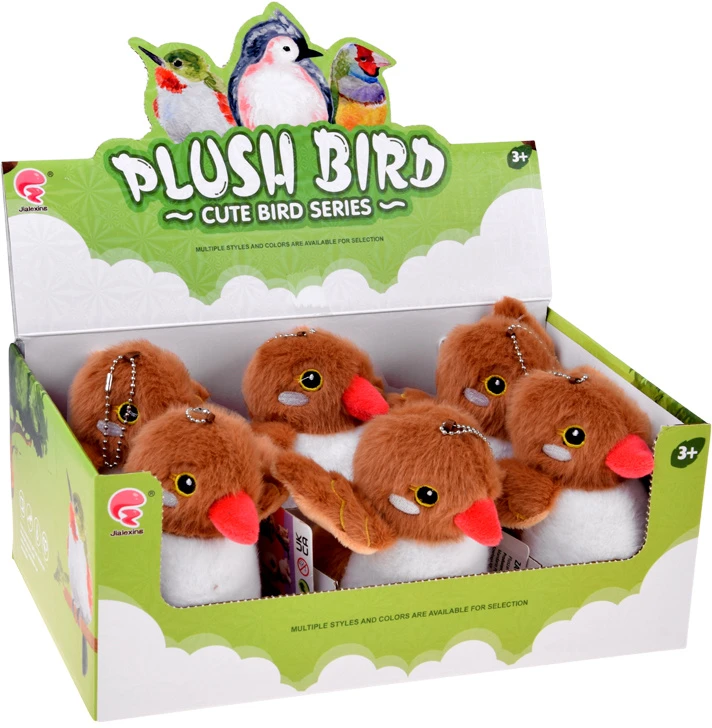 Jokomisiada Brown Kazik Plush Bird with Squeaker and Pendant, 13 cm ZA6426