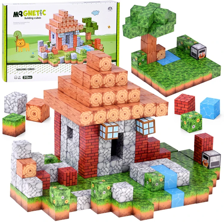 Jokomisiada CHATKA magnetic blocks - construction cubes and pikselių 312 pieces ZA 6350