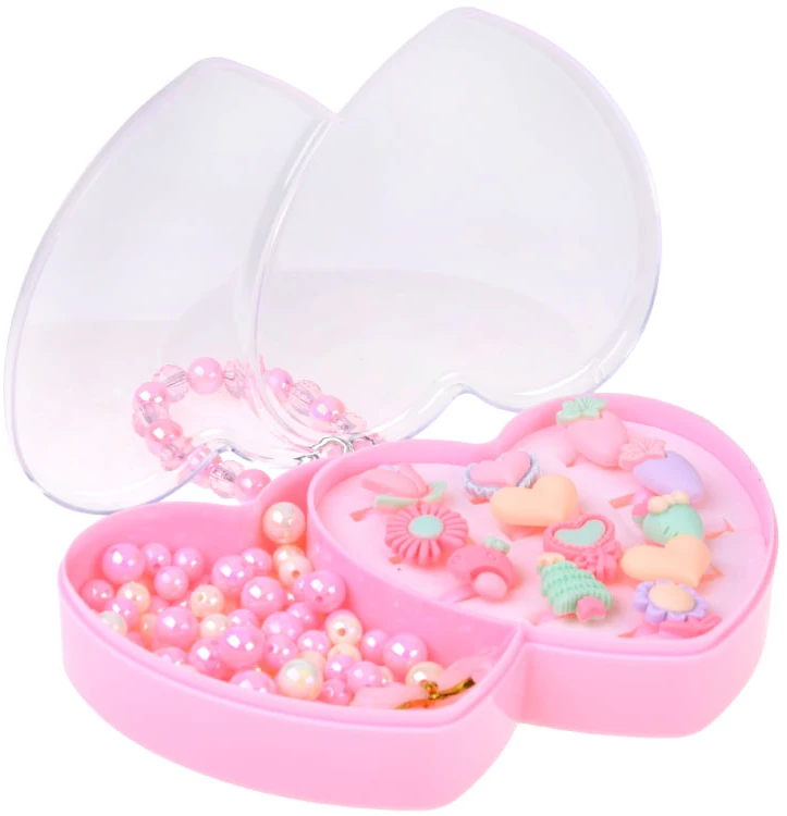 Jokomisiada Children's Jewellery Set 12 Rings Beads Heart-Shaped Case ZA6277