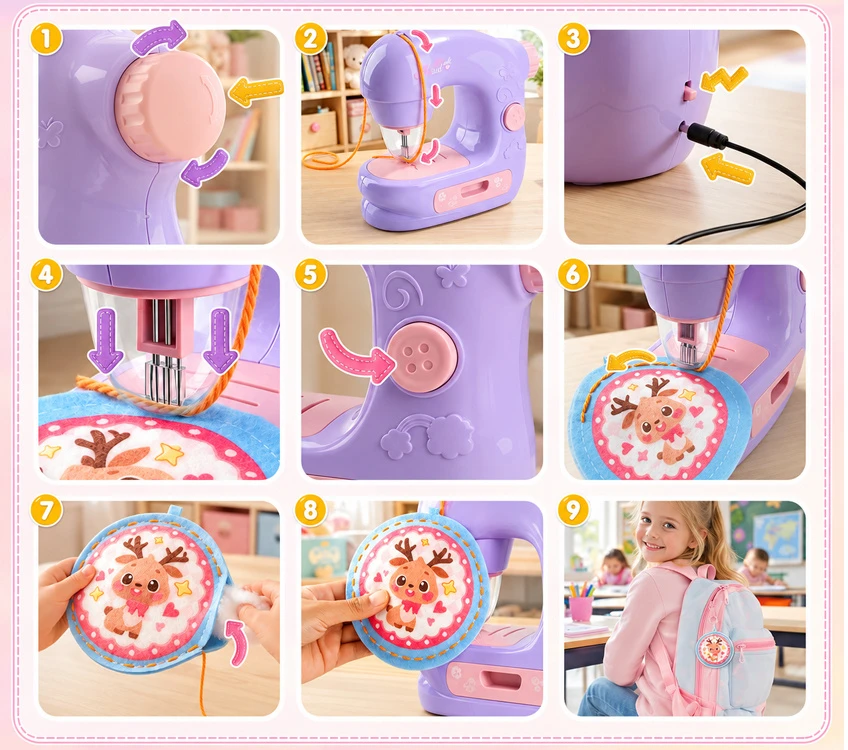 Jokomisiada Children's sewing machine + felt elements for bags and decorations ZA6541