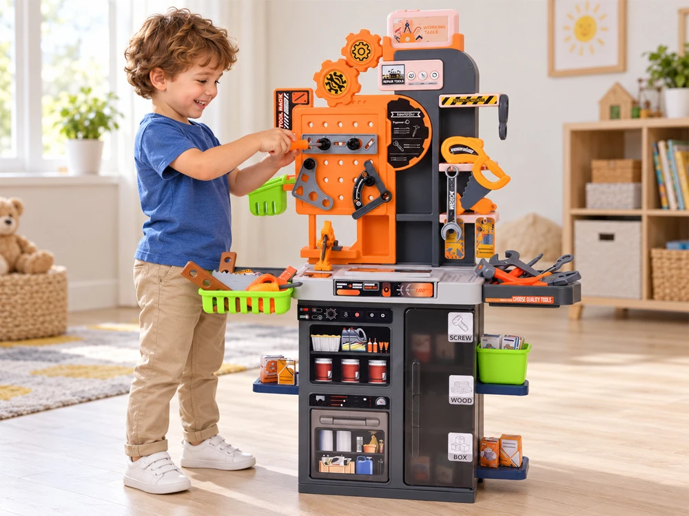 Jokomisiada Children's workshop Table with tools DIY KIT 92 pieces ZA6581