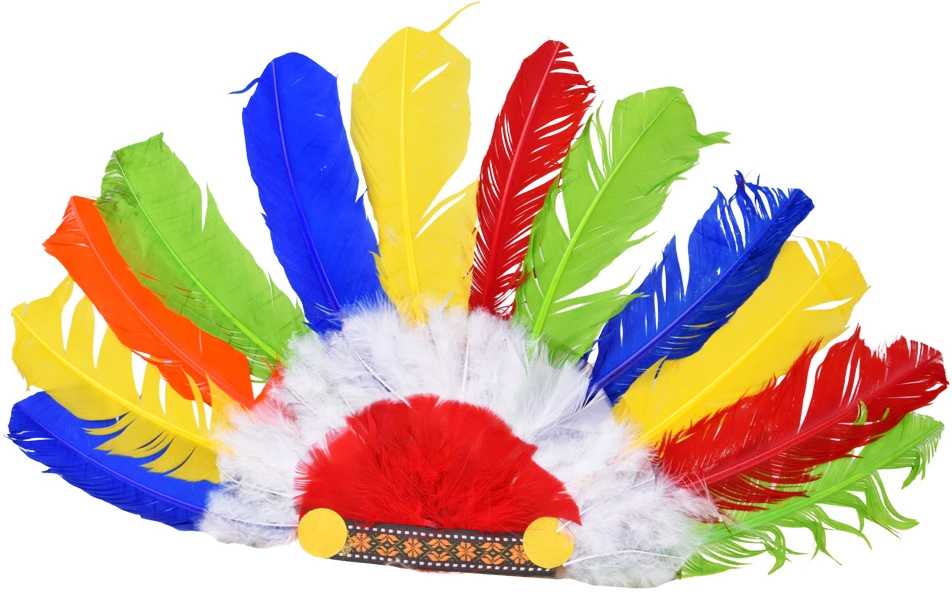 Jokomisiada Colourful Feather Headdress for Children Costume Headband ZA6431