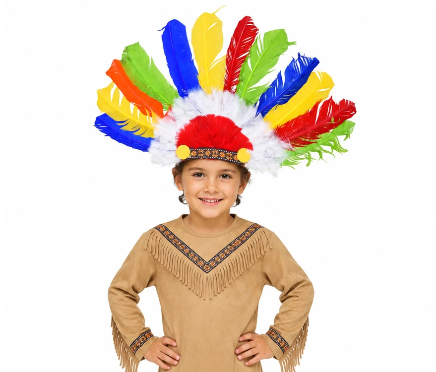 Jokomisiada Colourful Feather Headdress for Children Costume Headband ZA6431