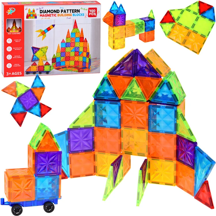 Jokomisiada Colourful Magnetic Construction Blocks 100-Piece Set ZA6352